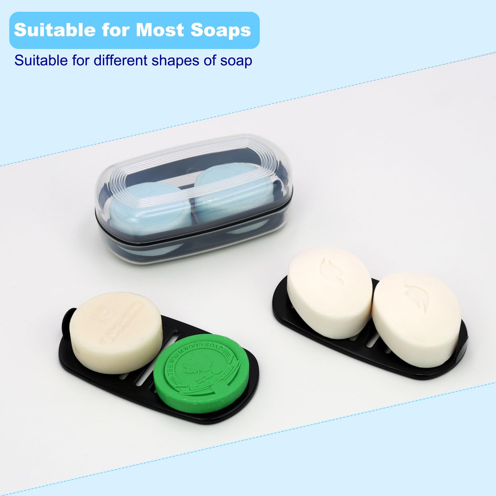 Solid Shampoo Bar Holder, Large Bar Soap Holder, Travel Soap Container, Soap Box With Draining Layer, Soap Case For Bathroom, Tr