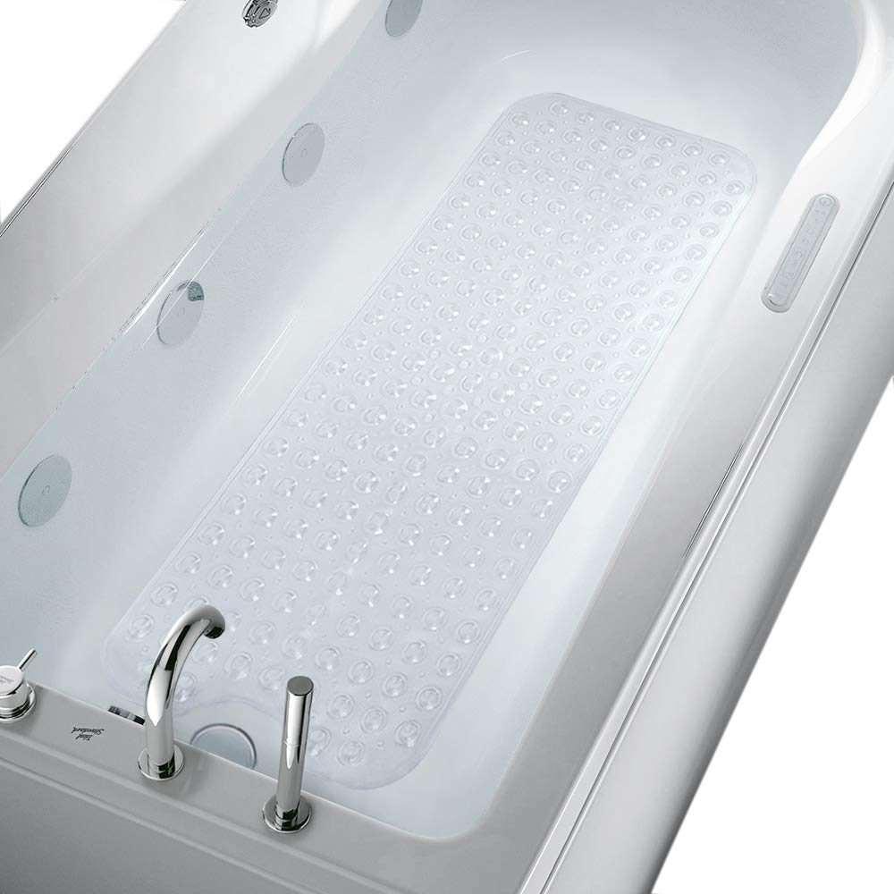 Anti Slip Extra Long Bathtub and Shower mat 39 x 16, Wet Floor Non-Slip for Elderly & Kids Bathroom, 30% Longer Bathtub Mats, 20