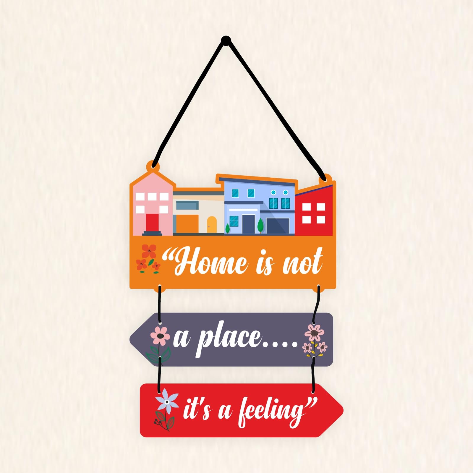 Cvanu Home Is Not A Place ItS A Feeling Quote Printed On Wooden Wall Hanging Board For Wall Decoration (16Inchx12Inch)_W135