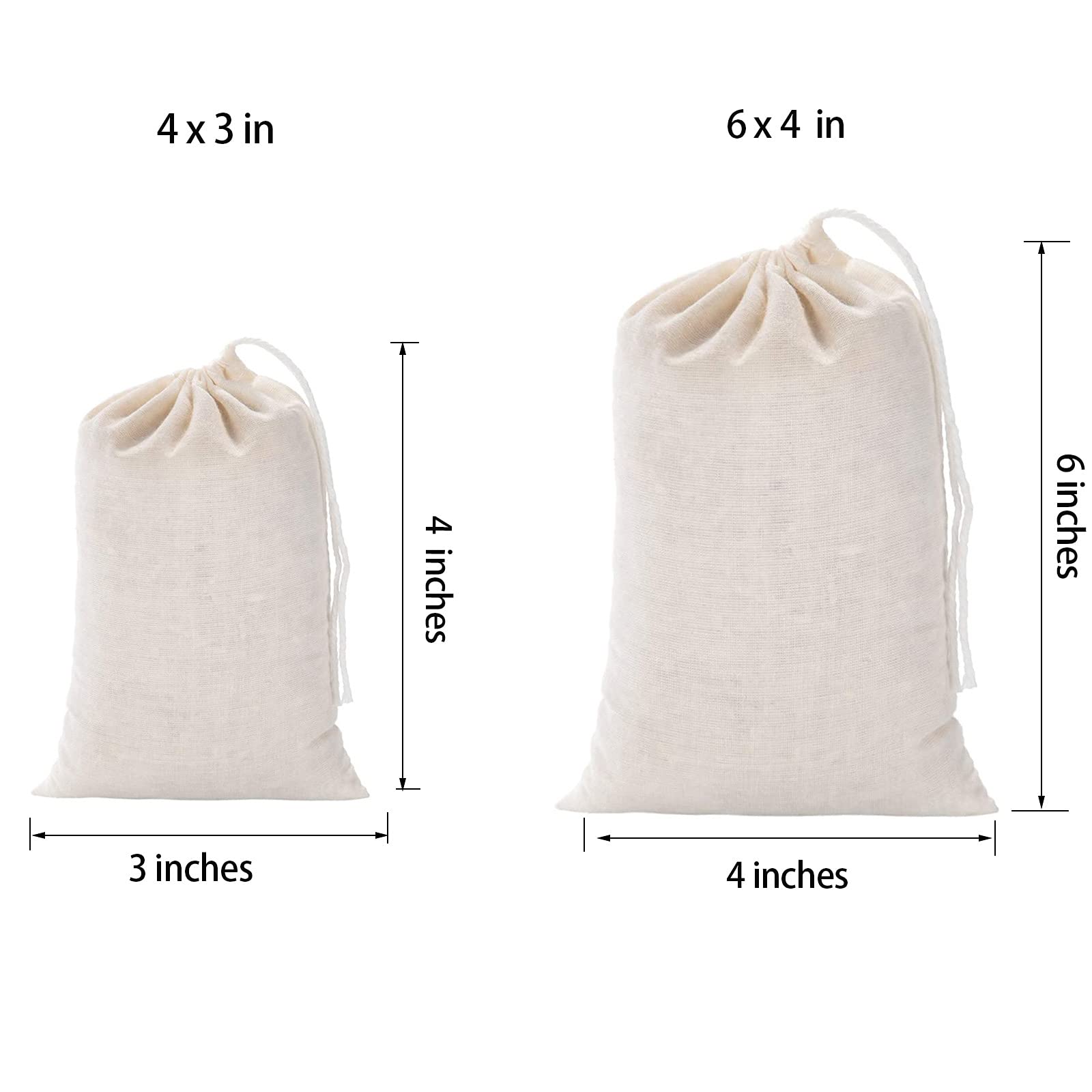 Giyomi 20 Pcs Muslin Drawstring Bags,Natural Unbleached Cotton Straining Herbs Cheesecloth Bags, Coffee Tea Brew Bags, Soup Grav