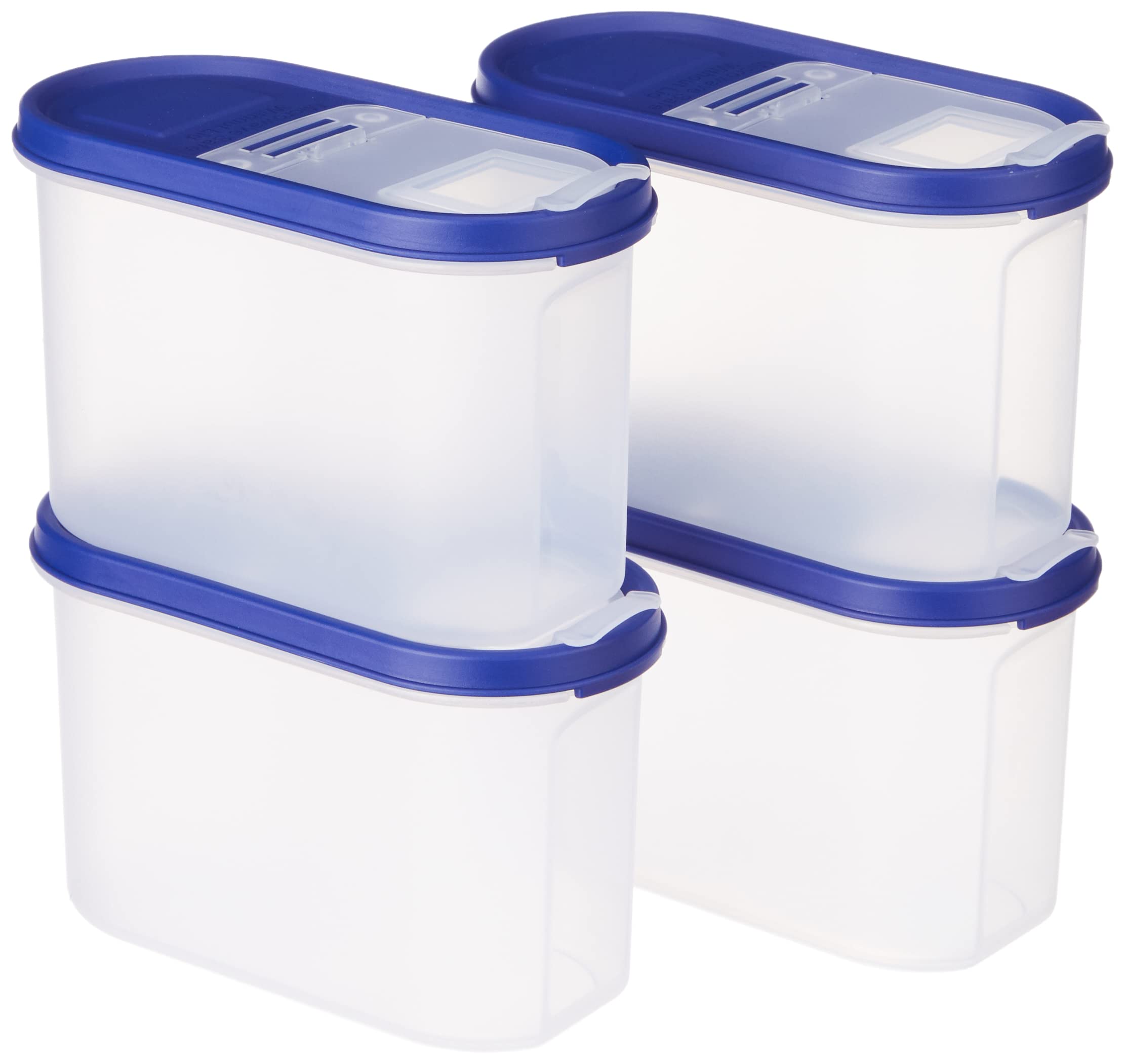 Amazon Brand  Solimo Modular Plastic Container And Dispenser, Set Of 4 (1200 Ml Each)  Blue