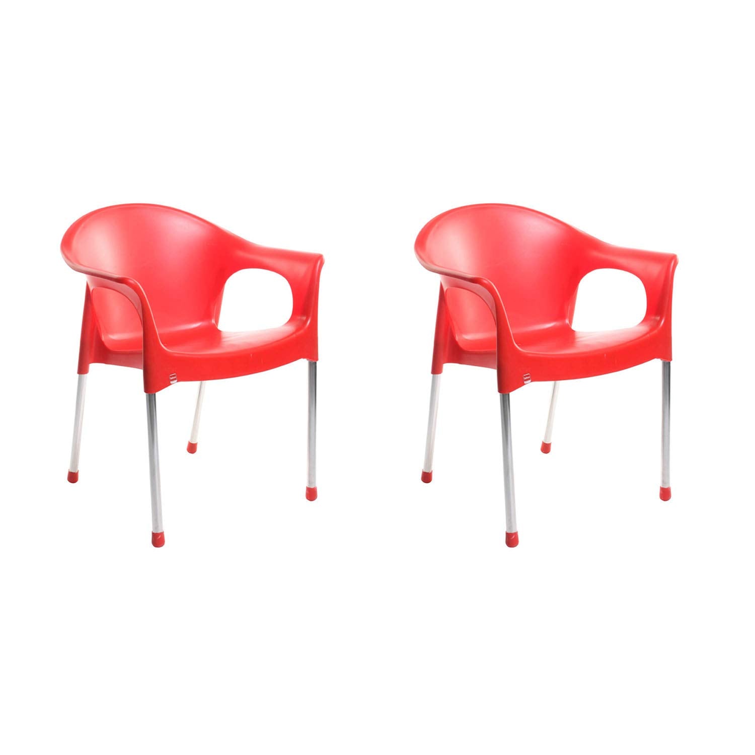 Cello Metallo Chair Set Pack Of 2 - Red | Strong And Durable | Easy To Clean | Chair For Living Room, Bed Room, Kitchen, Office 