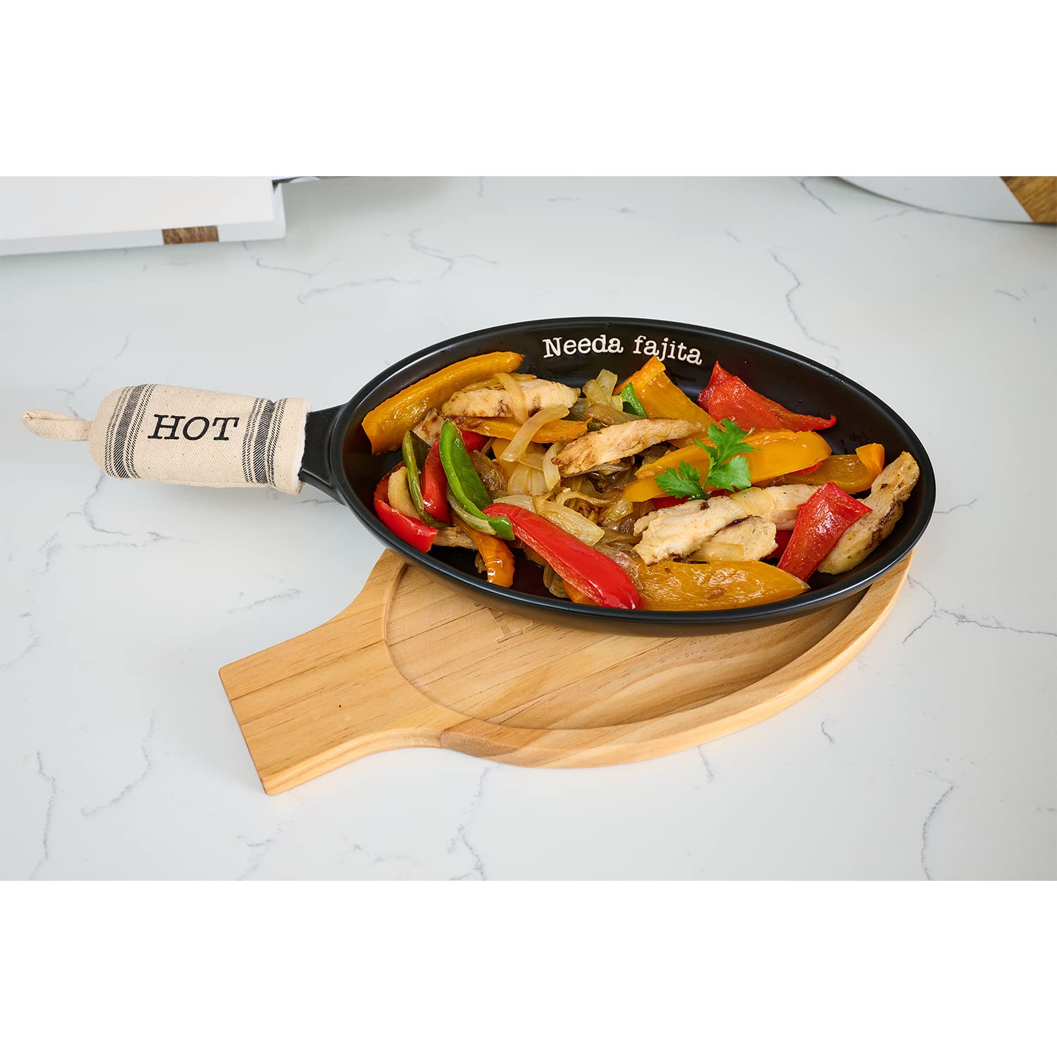 Mud Pie Circa Fajita Skillet Set, Black, 13 1/2'' X 7'' Dia