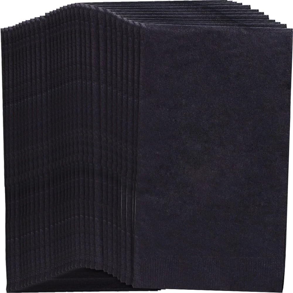 Amscan Jet Black 2-Ply Guest Towels - 8'' X 4'' (Pack Of 40) - Luxury Paper Hand Towels For Parties & Events