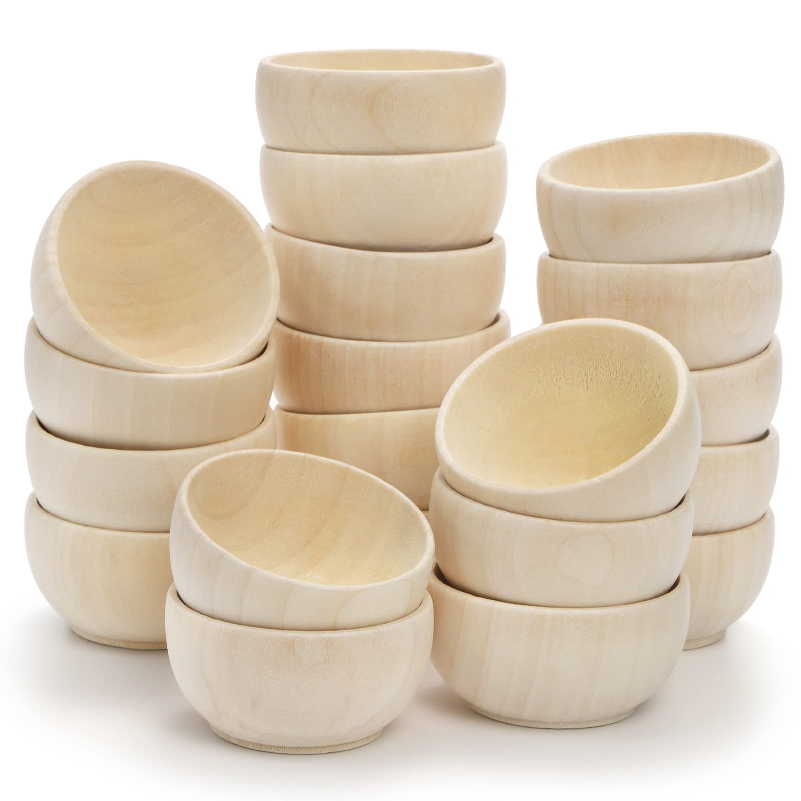 Zenfun 20 Pack Wooden Pinch Bowls, Mini Unfinished Bowls Set For Dipping Sauce, Condiment Bowls, Condiment Cups, Nuts, Candy, Fr