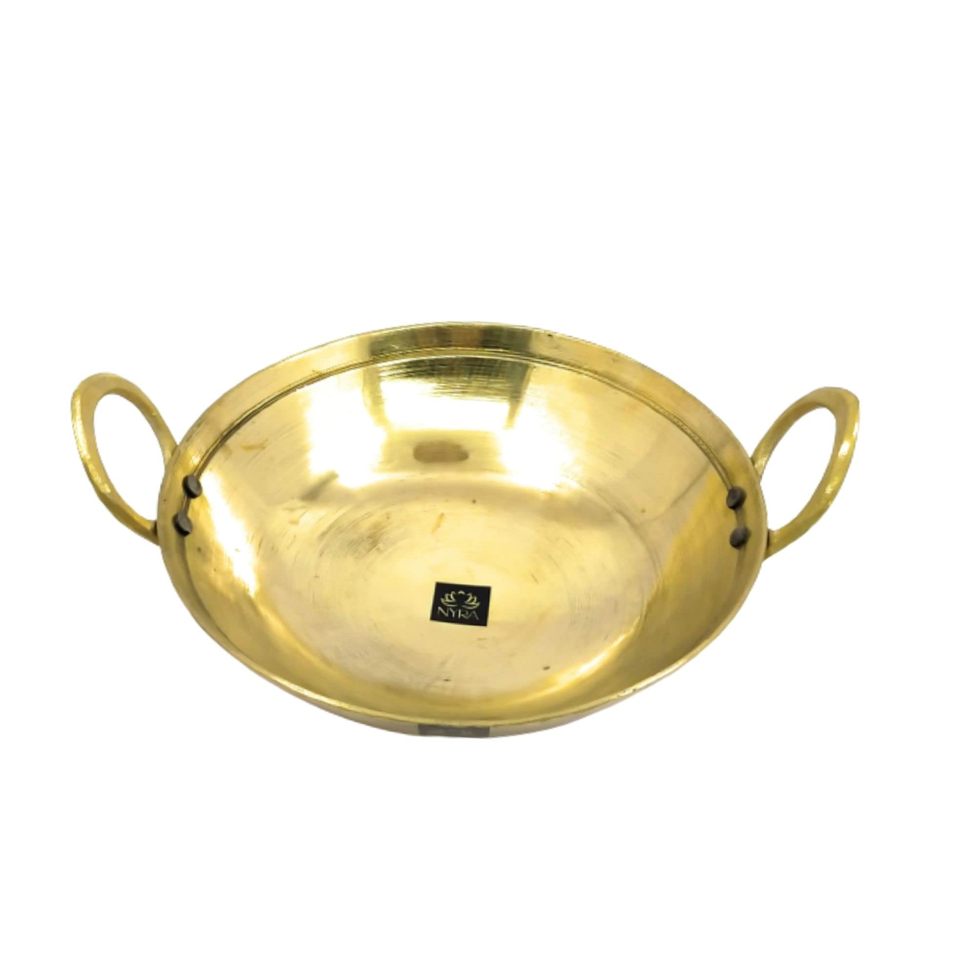 Nyra Peetal/Gilat Kadhai Wok Brass Handcrafted Heavy Kadai For Cooking- Avaialable In 3 Sizes (Small)