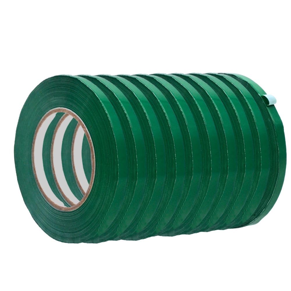 WOD Dark Green Produce Poly Bag Sealing Tape, 3/8 inch x 180 yds. (Pack of 10) for Packaging and Sealing of Meat, Gifts, or Ice 