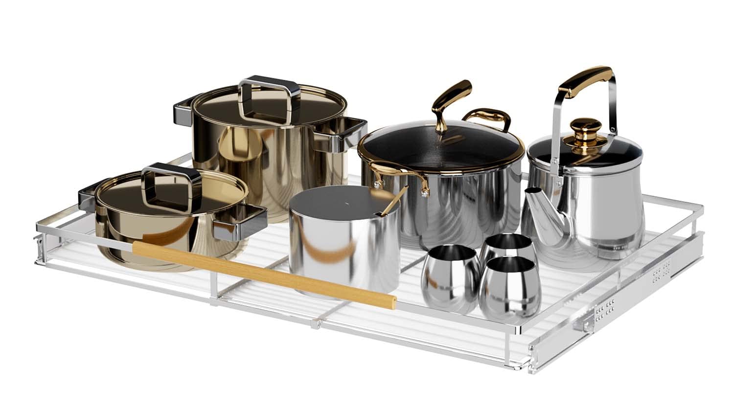 Wejipp Pull Out Cabinet Drawer Organizer Expendable Slide Out Pantry Storage Shelves Heavy Duty Stainless Steel Shelf For Kitche