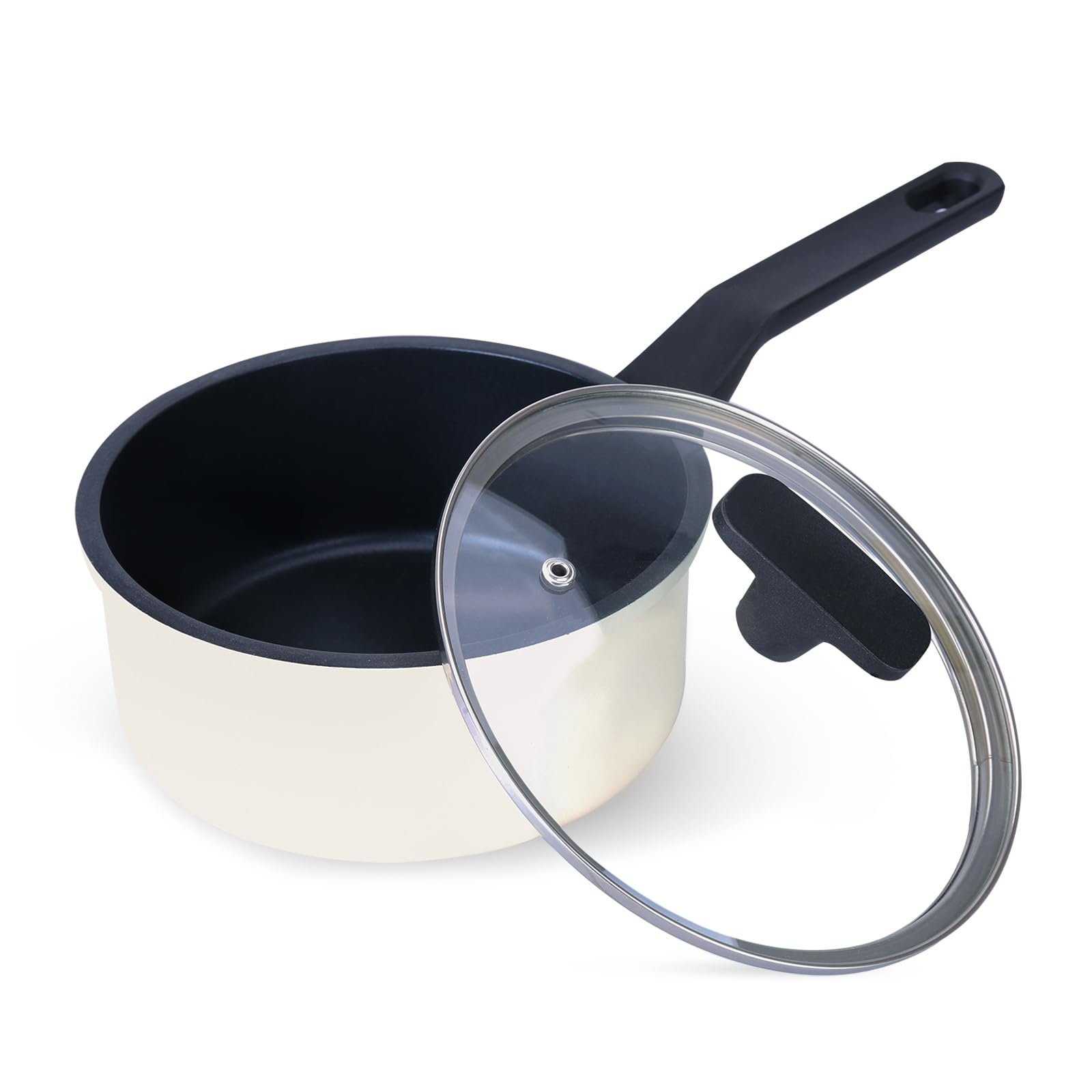Legacy Culinaryware Nonstick Sauce Pan with Lid,1.5QT small pot, PFOA Free,Kitchen Pots Induction Pot,Cream