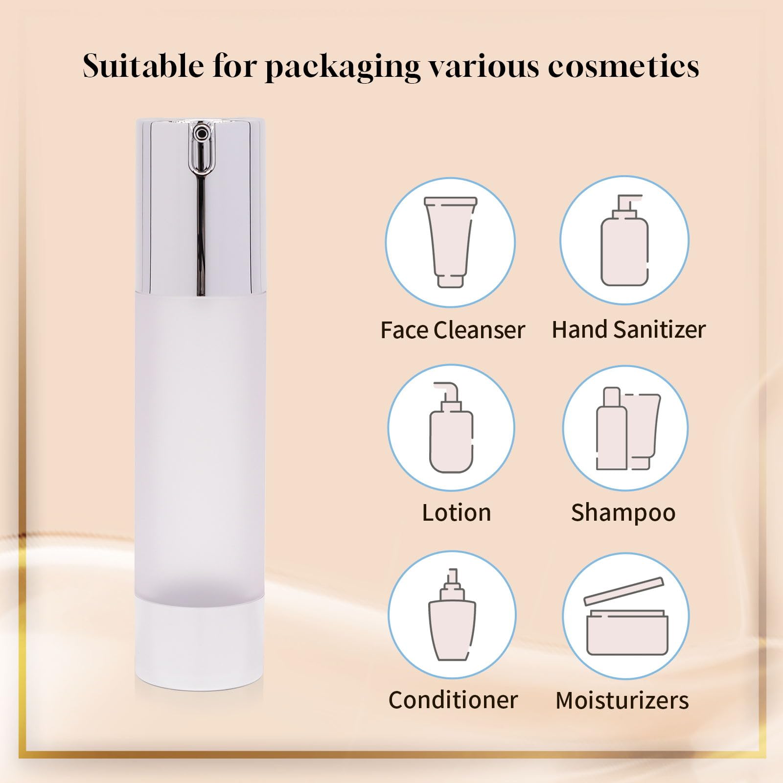 Ajltpa 6Pcs 1.7Oz 50Ml Frosted Transparent Airless Pump Bottles With Funnel, Travel Size Vacuum Dispenser Refillable Cosmetic Co