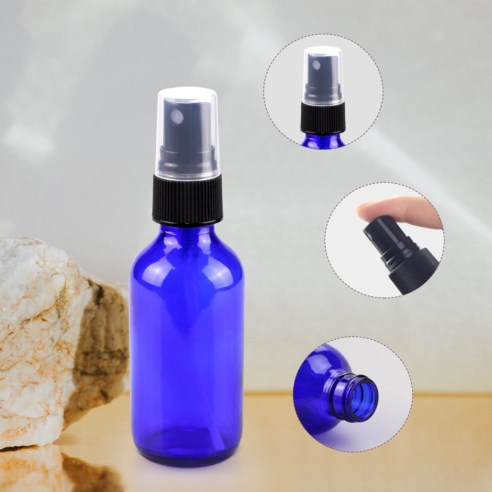Wedama Glass Spray Bottles, Mini Spray Bottles 2 Oz, Empty Small Spray Bottles With Funnel Dropper, Fine Mist For Hair, Travel,