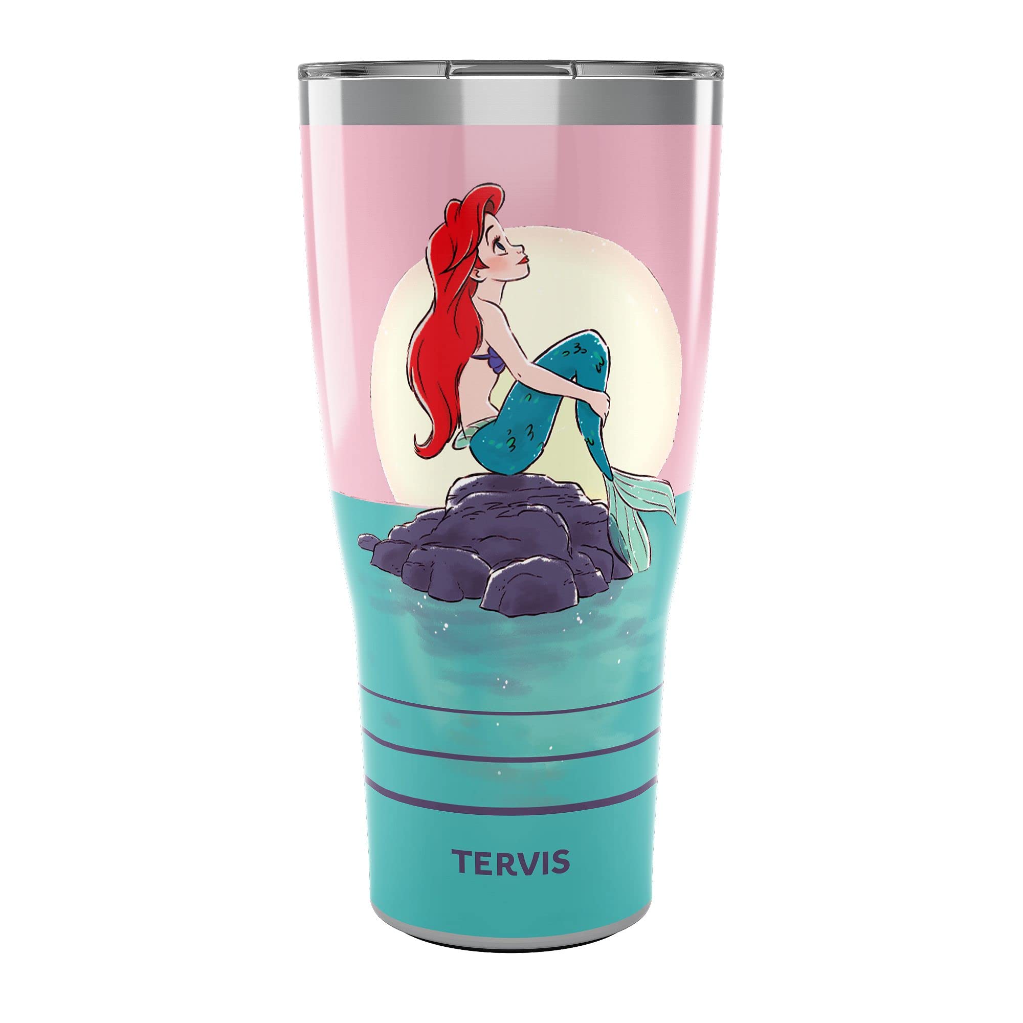Tervis Traveler Disney The Little Mermaid Thoughtful Ariel Triple Walled Insulated Tumbler Travel Cup Keeps Drinks Cold & Hot, 3