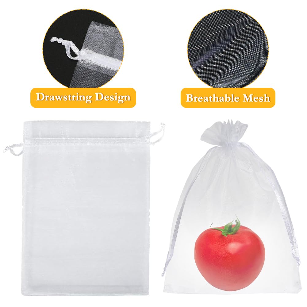 YQL Organza Bags 5x7 100PCS White Gift Favor Bags Mesh Fruit Protection Bags Jewelry Pouches Sachet Bags Wedding Party Valentine Gift