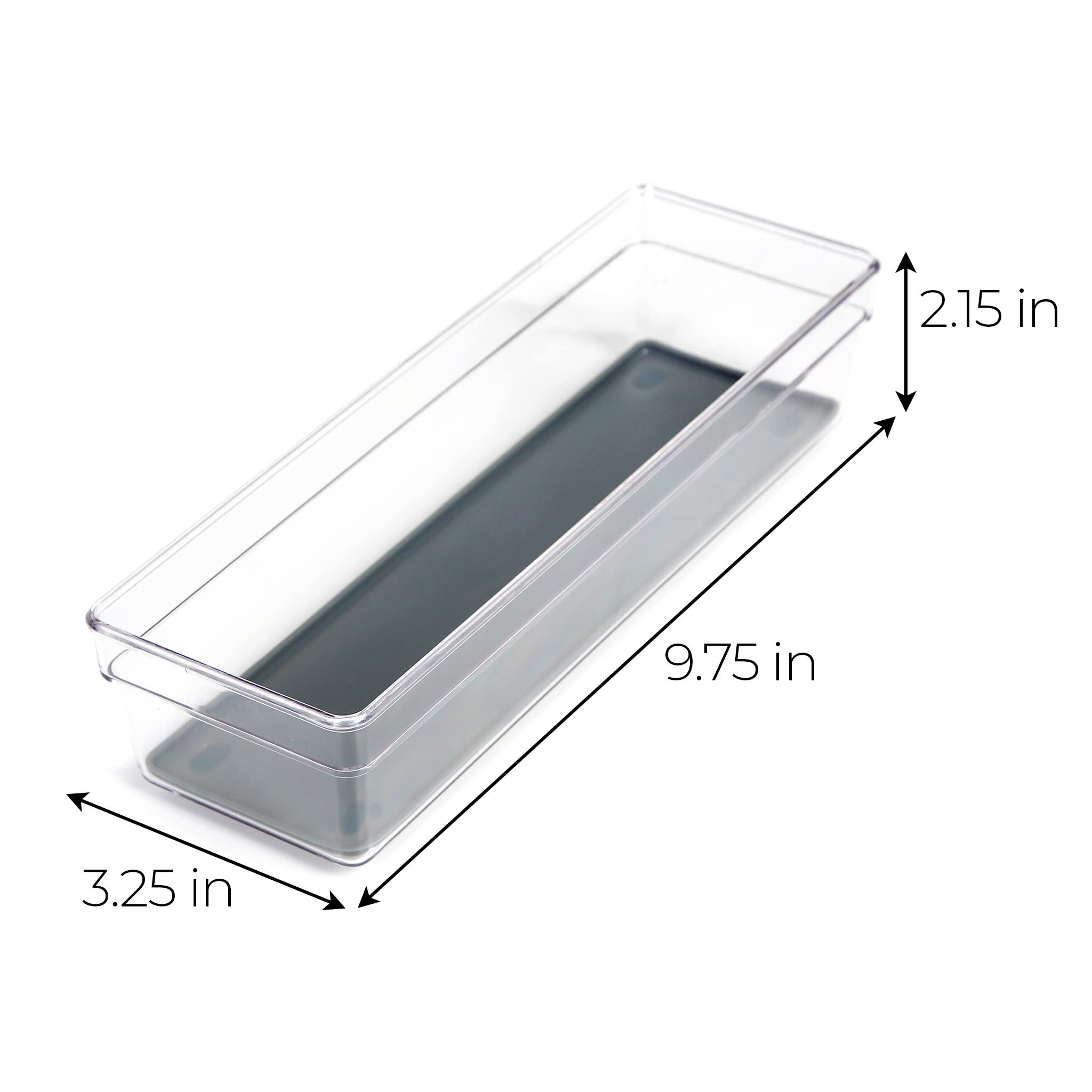 Smart Design Plastic Drawer Organizer - 9 X 3 Inch - Silicone Bottoms - Bpa Free - Makeup Tray, Vanity, Utensils, Silverware Sto