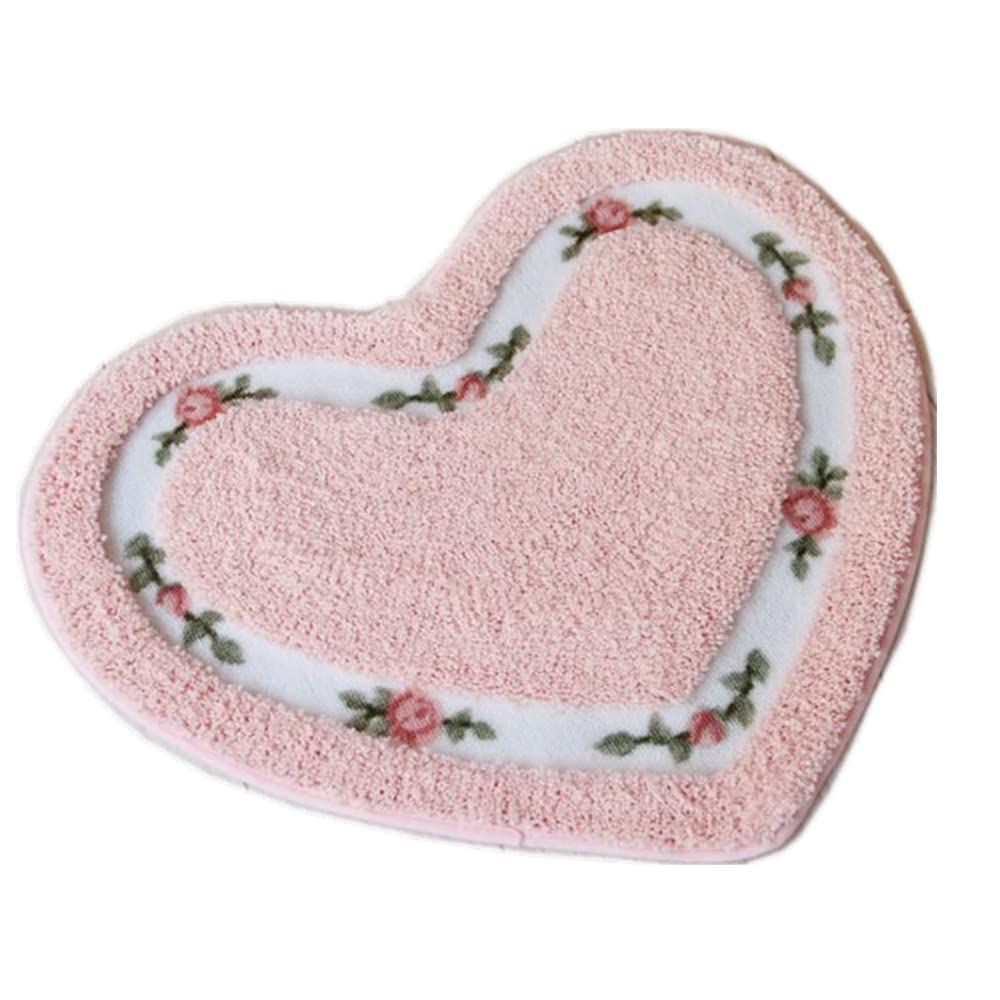 Calopps Bathroom Floor Mats Bathroom Absorbent Door Mats Door Quick-Drying Mats Toilet Non-Slip Carpet Mats Heart-Shaped Bathroo
