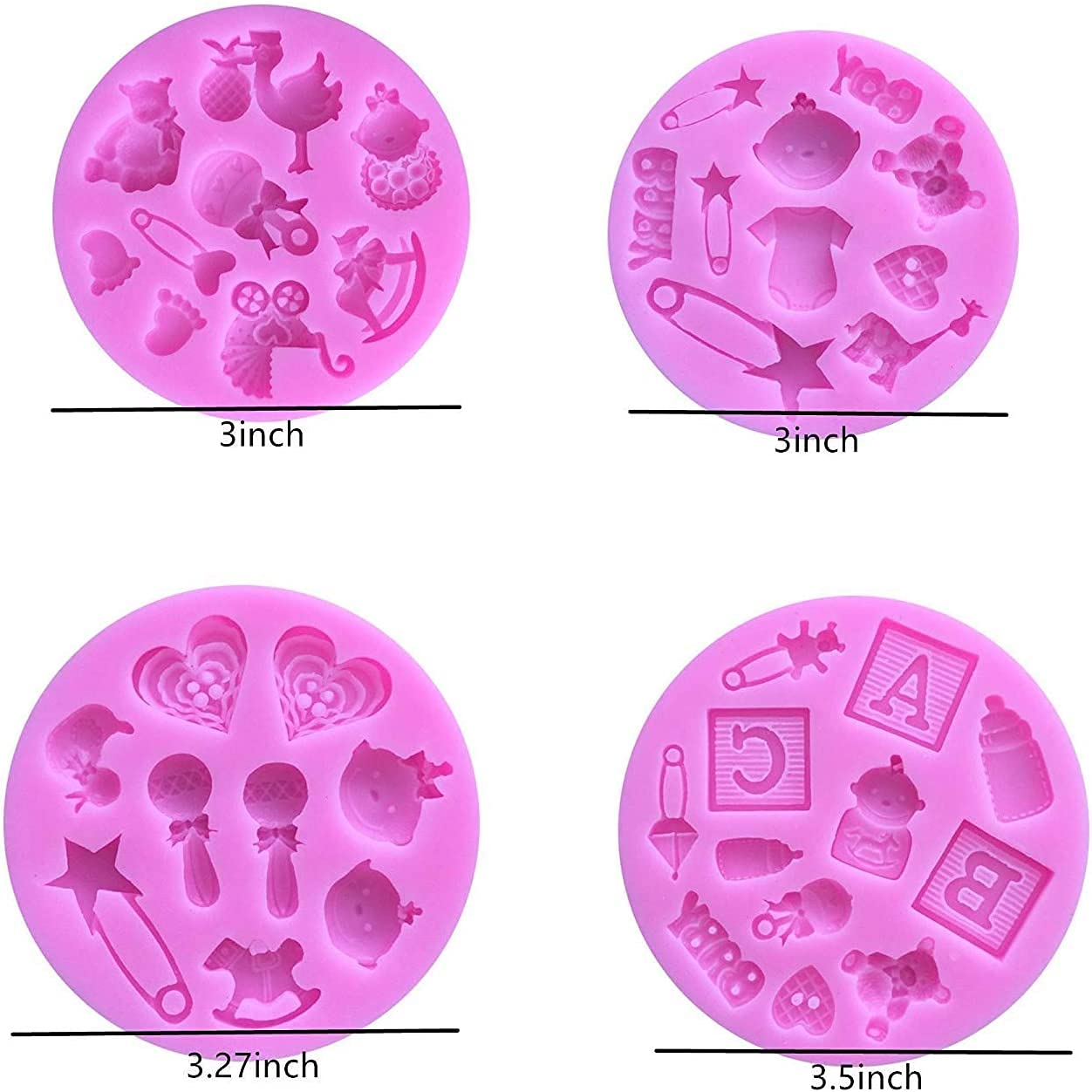 6 Pcs Cute Baby Silicone Molds Set For Baby Shower Gender Reveal Party Diy Fondant Candy Making Chocolate Kitchen Baking Mold De