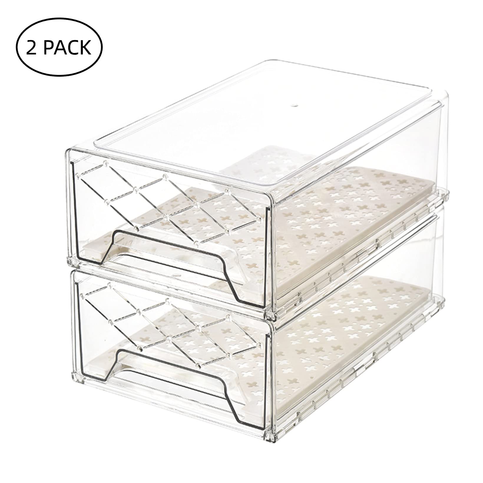 Buonhucs Pantry Organization And Storage, Refrigerator Organizer Bins, Fridge Pull-Out Drawer Containers, Stackable Storage Bins
