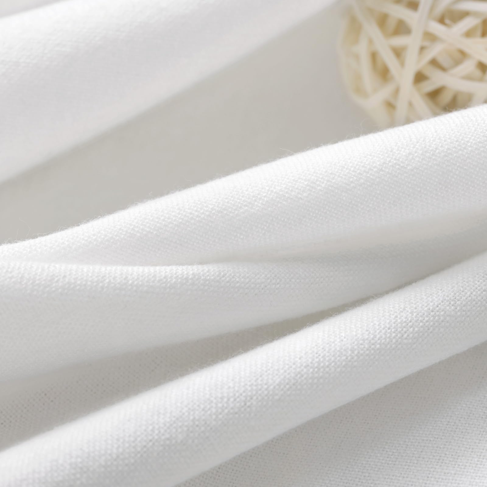 Awellife White Linen Shower Curtain For Bathroom Stall Natural Cotton Cloth Fabric Farmhouse Boho Shower Curtain With 10 Durable