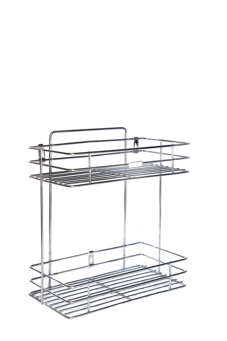 Aashro Mall Stainless Steel 2 Layer Shelf Rack,Multipurpose Storage Rack,Double Layer Kitchen Rack, Bathroom Shelves,Basket For 