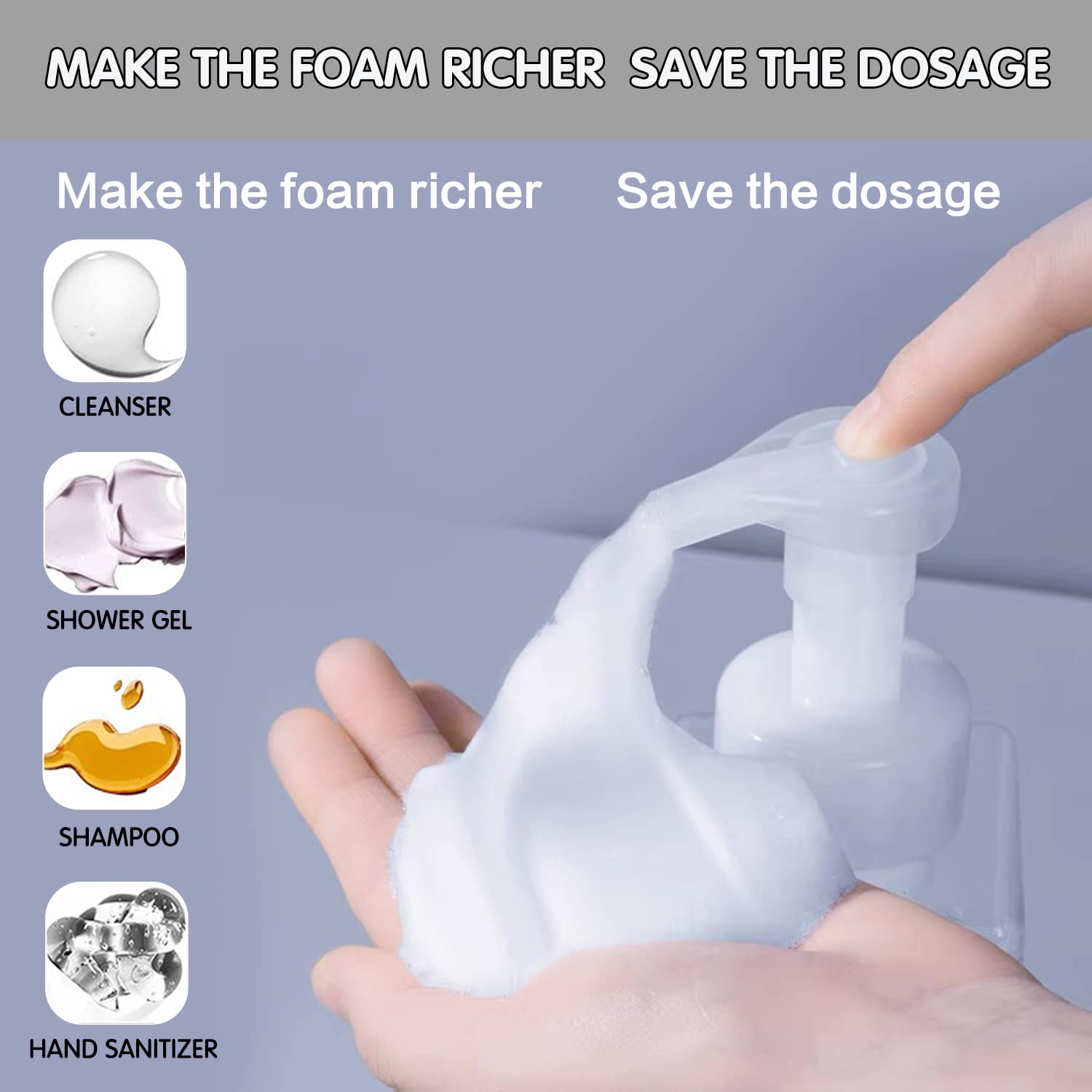 Foaming Soap Dispenser, Hand Soap Dispenser, Refillable Foam Liquid Hand Soap Empty Plastic Pump Bottle Container For Bathroom V