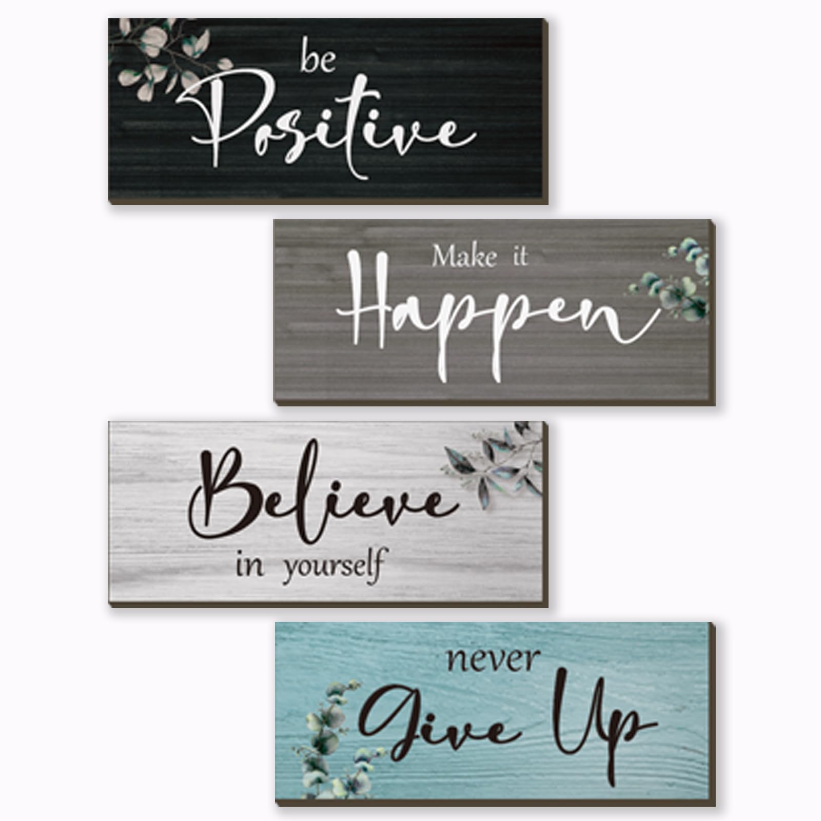 FENCORDAR 4 Pcs Office Decor For Women Motivational Wall Decor Rustic Inspirational With Positive Sayings Wooden Hangings for Ho
