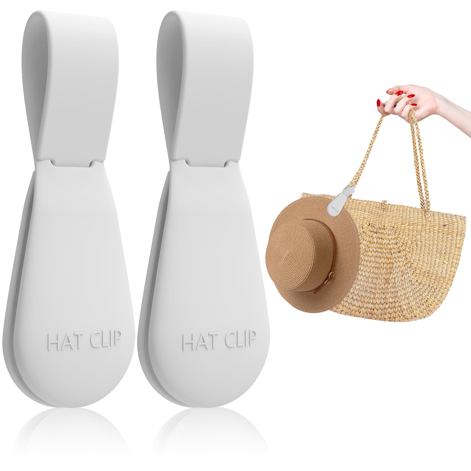 Fikoksol Magnetic Hat Clip For Travel On Bag, 2Pcs Light Gray Silicone Hat Clip Magnet Hat Holder Hat Hook For Bag Tote Luggage,