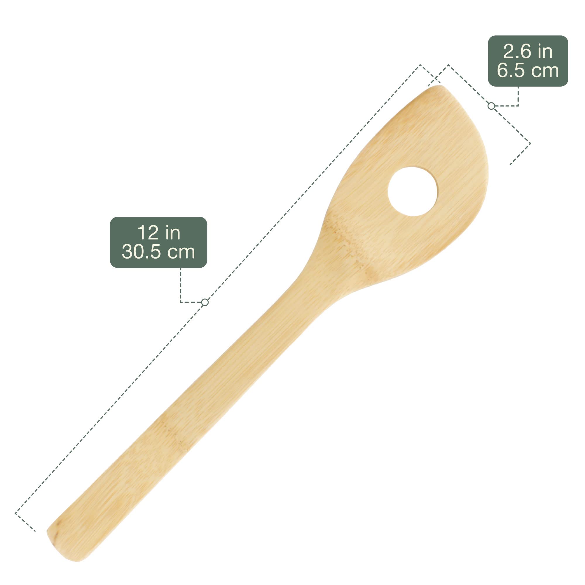 Bamboo Serving/Cooking Utensils - B20 - Curved Spatula/Paddle With Hole - 5 Pieces