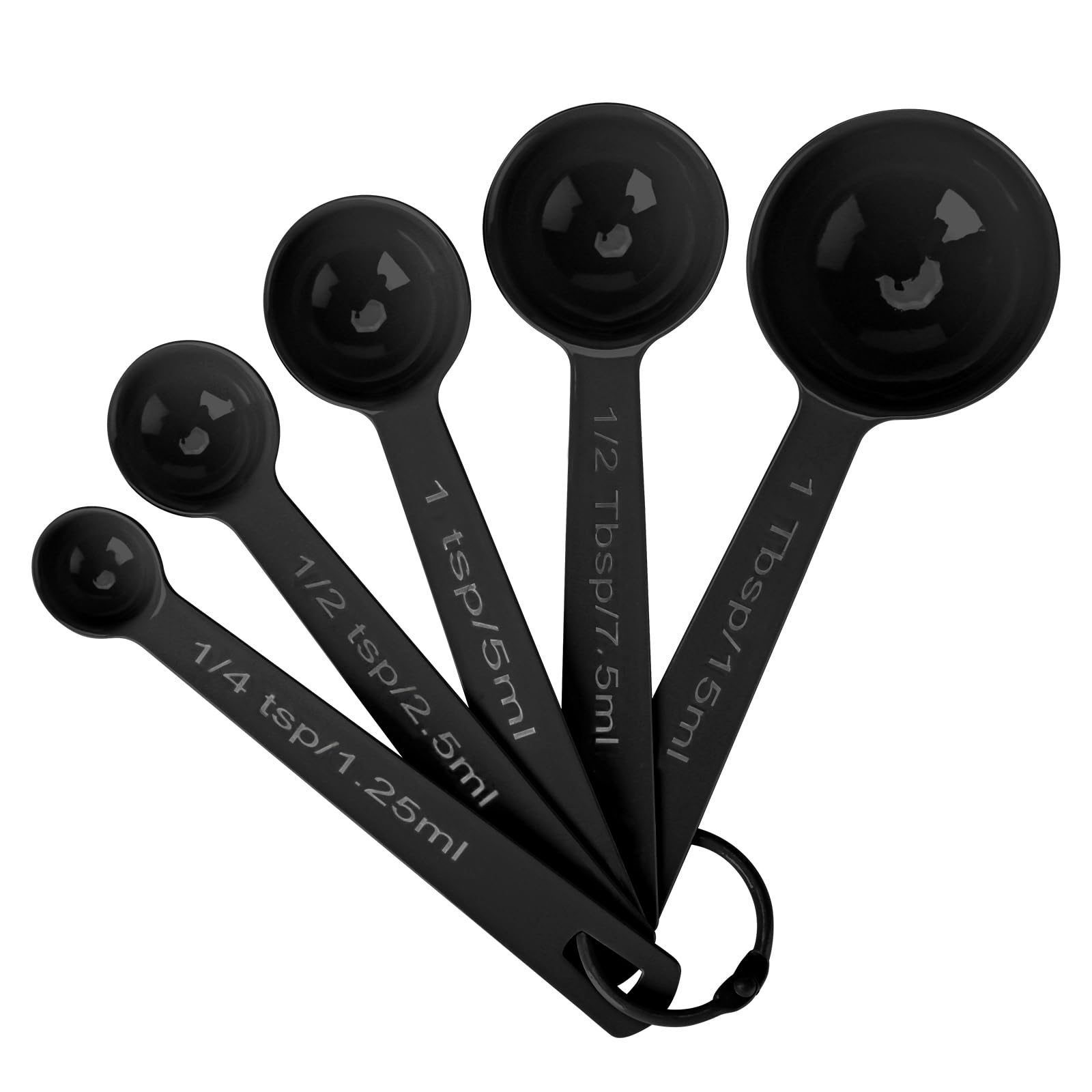Muchtolove Stainless Steel Measuring Spoons Set Of 5, Metal Measuring Cups And Spoons Set For Liquid/Food/Kitchen/Baking (Black)
