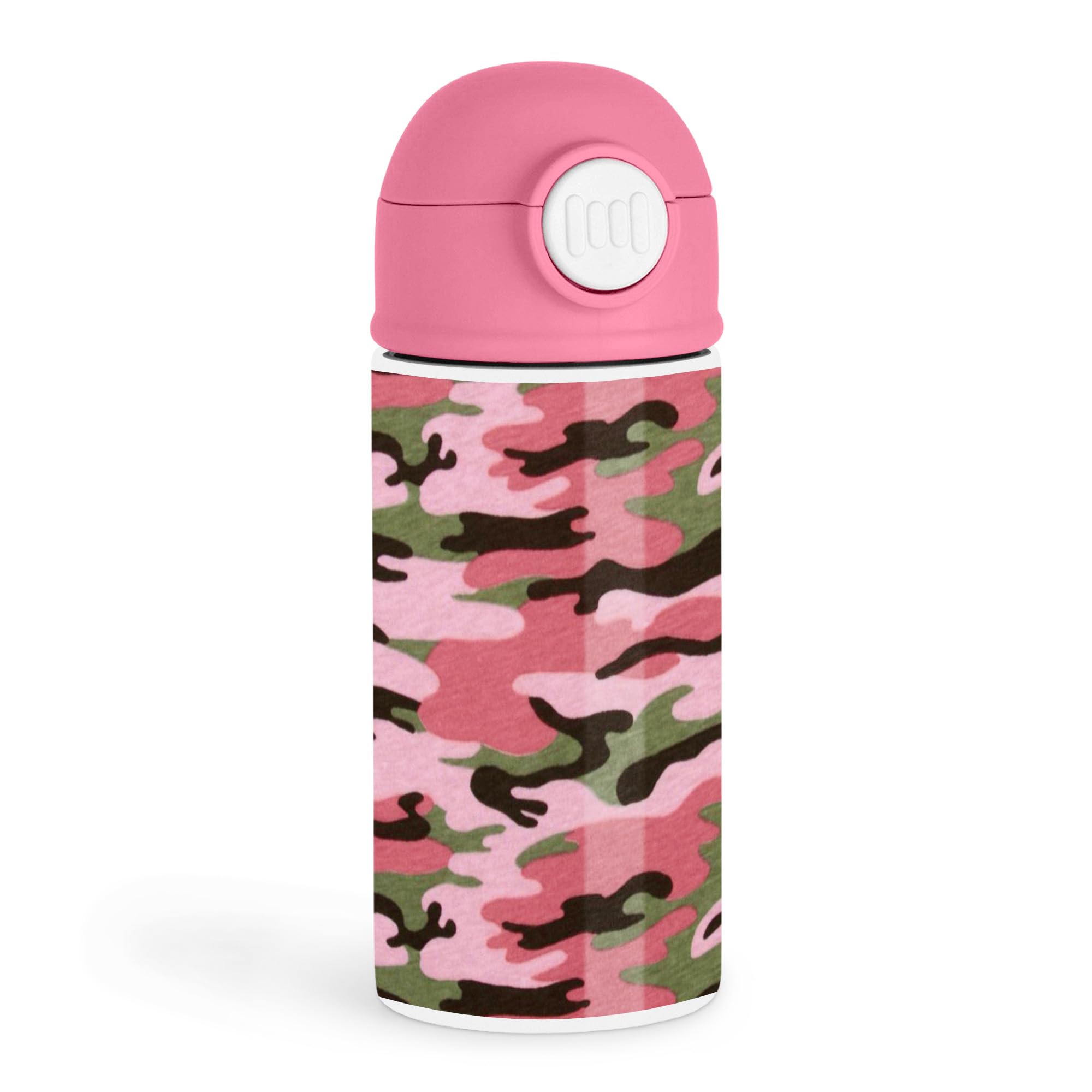 Empowering Girls 12oz Kids Pink Bottle  Pink and green camouflage pattern  School, Outdoor Play