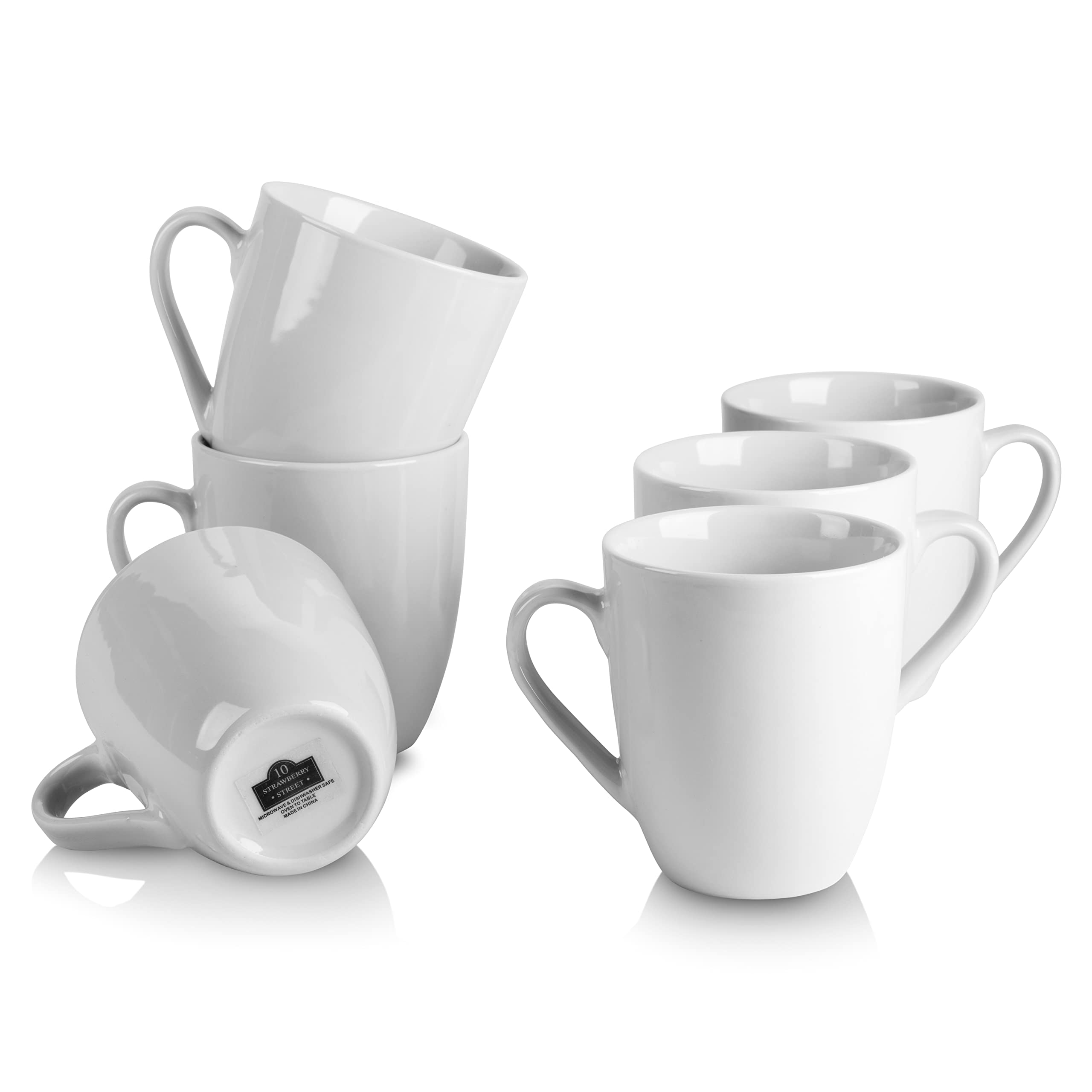10 Strawberry Street Simply White 12 oz Mug, Set of 6