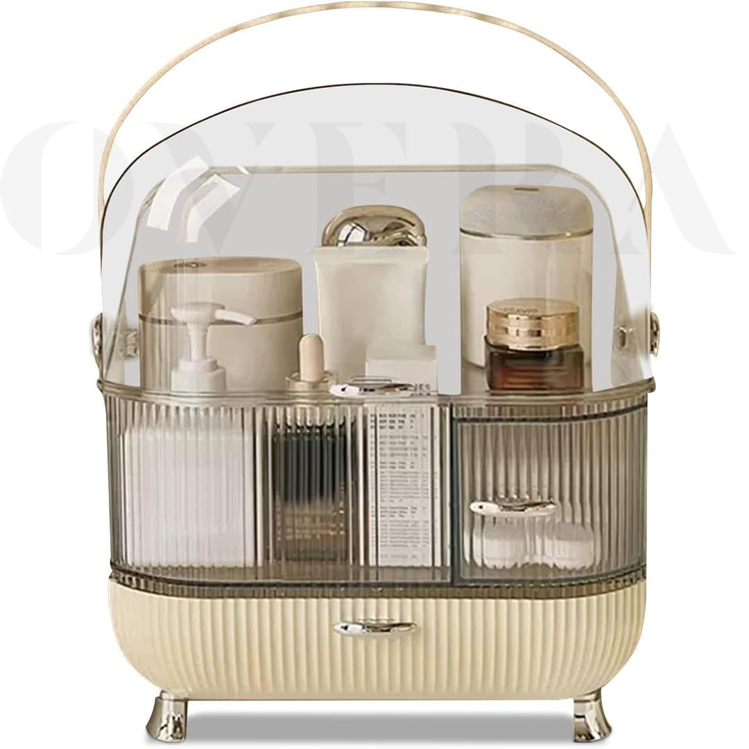 Overa Makeup Storage Organizer, Cosmetic Display Cases Organizer, Portable Countertop Storage With Drawer For Make Up, Skincare,