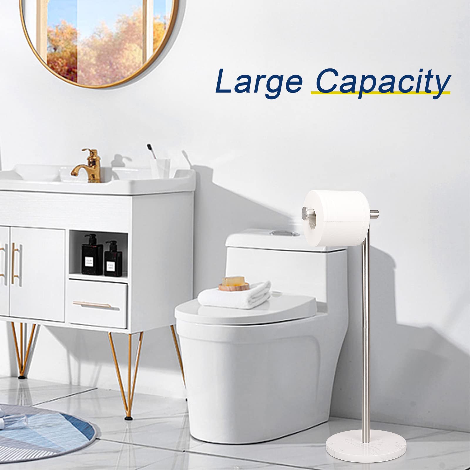 Nearmoon Bath Toilet Paper Holder Stand- Modern Tissue Roll Holder Standing With Balanced Base, Rustproof Toilet Roll Holder For