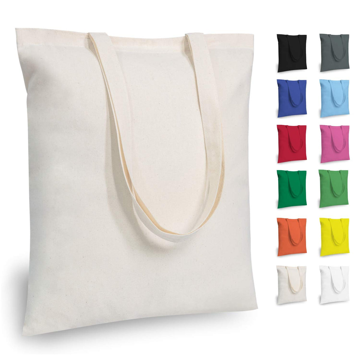 Topdesign 12-Pack Economical 16''X15'' Cotton Tote Bag, Lightweight Medium Reusable Grocery Shopping Cloth Bag, Suitable For Diy