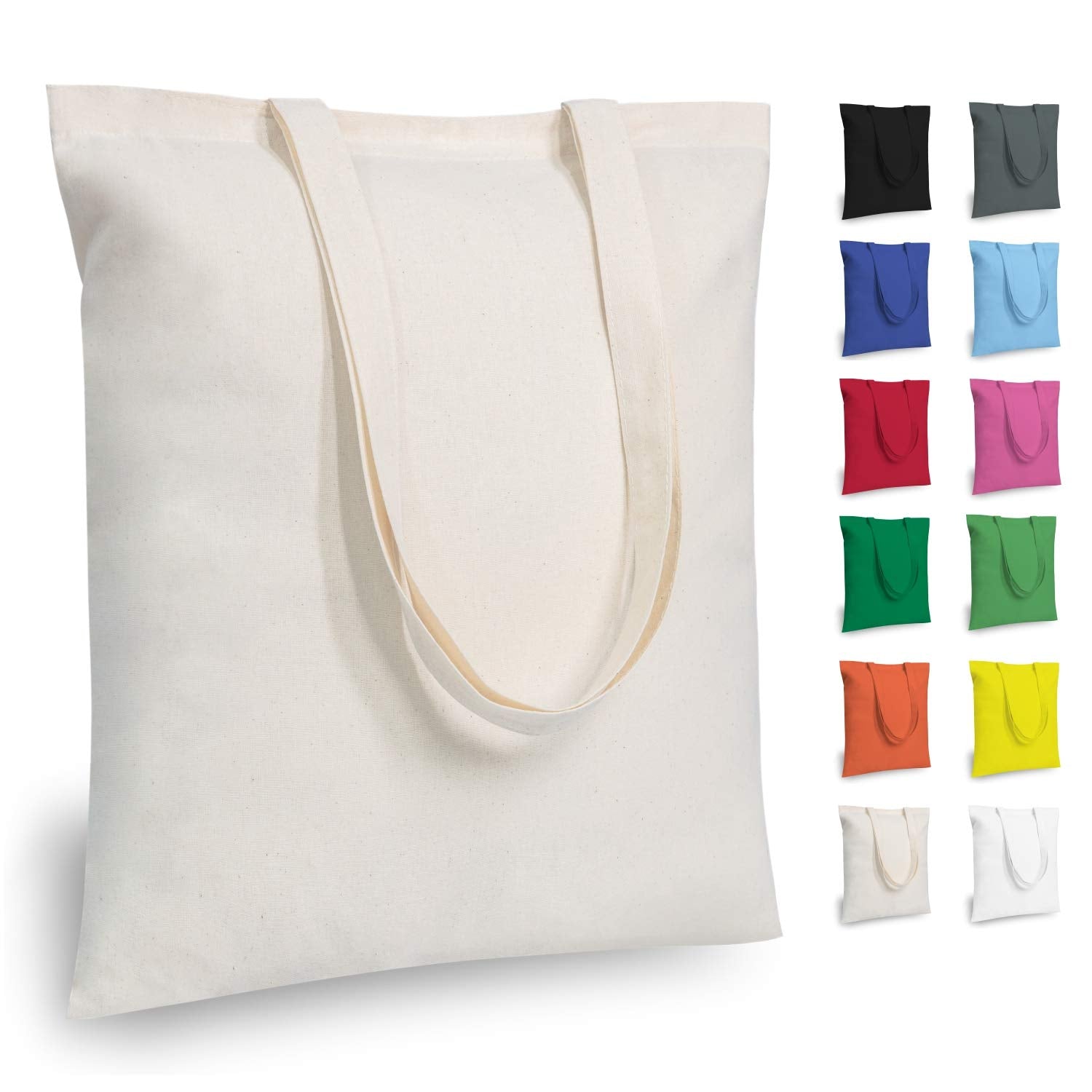 TOPDesign 5 | 12 | 24 | 48 | 192 Pack Economical Cotton Tote Bags, Lightweight Medium Reusable Grocery Shopping Cloth Bags, Suit