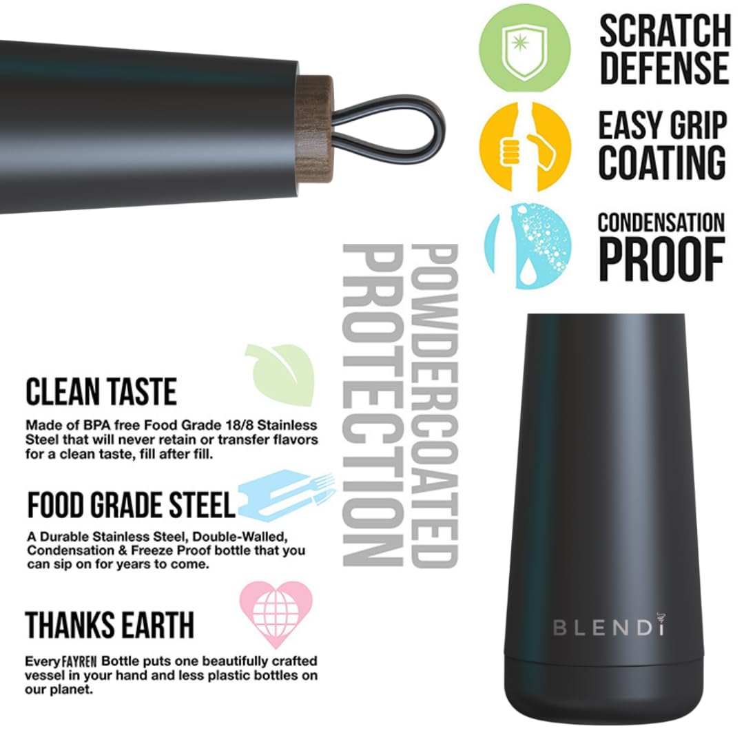 Slim Hydroluxe 17Oz Water Bottle - Eco-Friendly, Bpa Free, 18/8 Powder Coated Stainless Steel, 24 Hour Cold Insulating Technolog