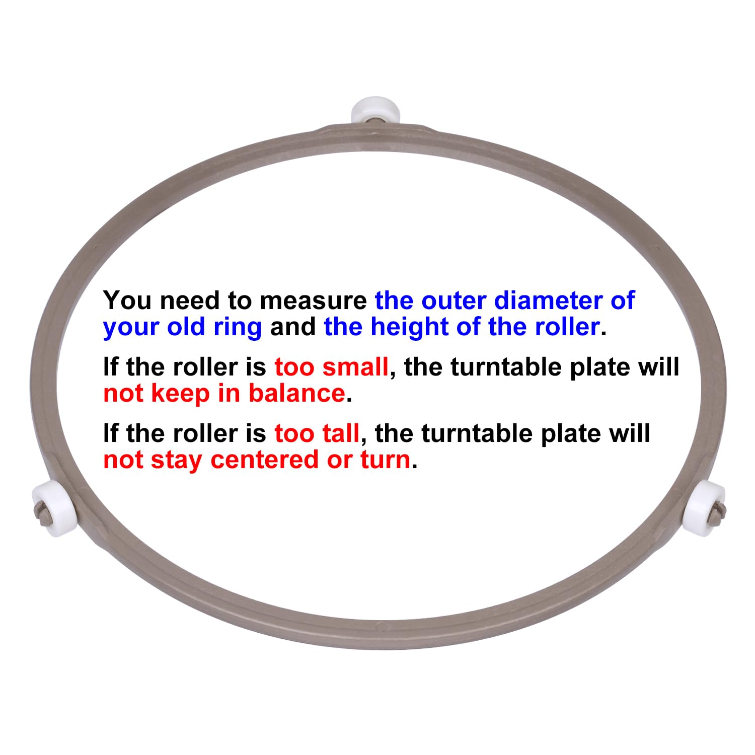 Jolaxy 7.4'' Microwave Turntable Ring with 14 mm Rollers  Microwave Oven Tray Support  Glass Plate Rotating Roller Ring  Ring Outer Diameter 7.4 inches (18.8 cm)  Roller Height 14 mm