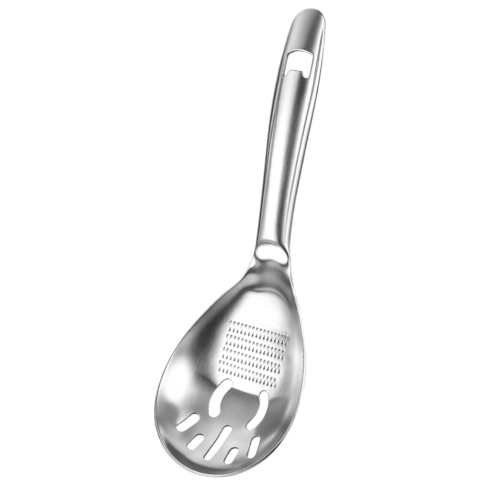 NEWYIYIQHFU Cooking Slotted Spoon with Egg Separator, Grater, Bottle Opener