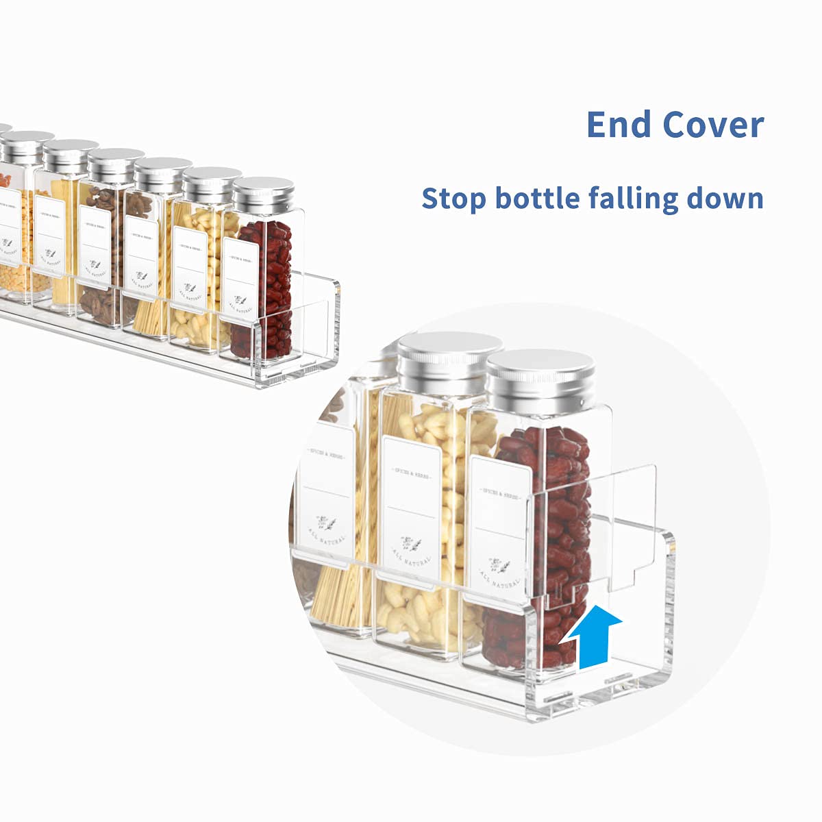 FEMELI Acrylic Spice Rack Wall Mount 15 Inch, 4 Packs Of Hanging Spice Rack Shelf for Cabinets Cupboard Or Pantry Door, Wall Spi