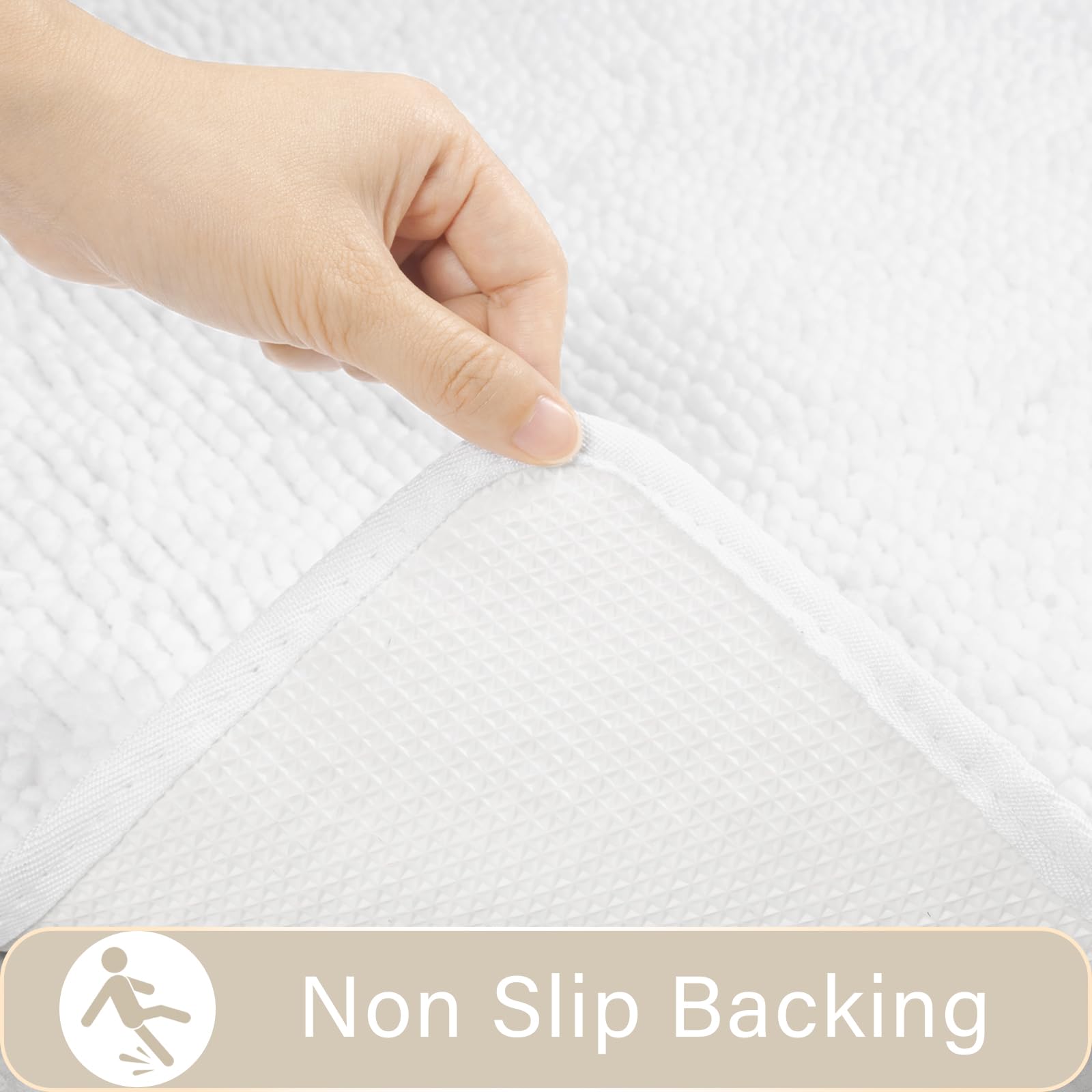 Lochas Bathroom Rugs Sets 2 Piece, Soft Non Slip Bath Mat Set, 20''X20'' U-Shaped Toilet Rug And 34''X21'' White Bathroom Rugs,