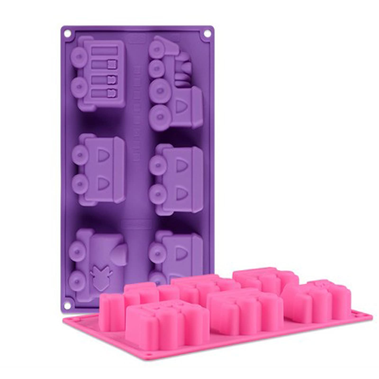 Joyeee Silicone Train Cake Mold, 1 Pcs 6 Cavity Non-Stick Train Cake Pan Baking Mold For Brownies Chocolate, Muffin Cups And Ice