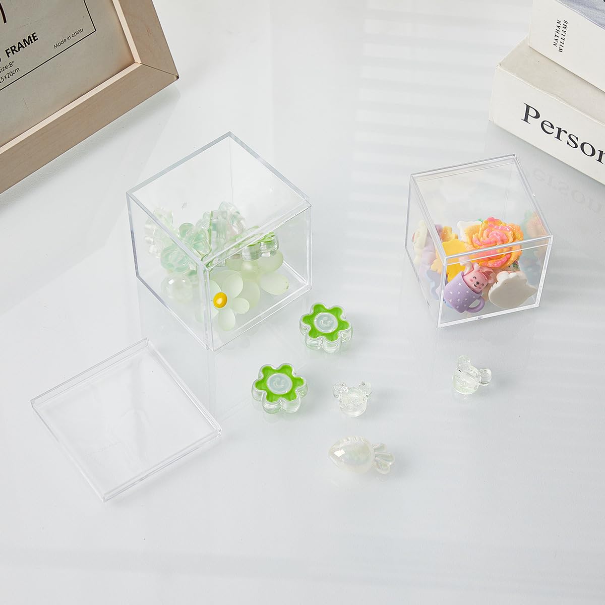 Gonice Acrylic Clear Box with Lid, 30 PCS 2.2x2.2x2.2 Inch Plastic Box for Organizer Storage Box for Candy Pill and Tiny Jewelry