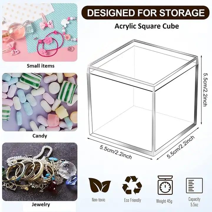 Gonice Acrylic Clear Box with Lid, 30 PCS 2.2x2.2x2.2 Inch Plastic Box for Organizer Storage Box for Candy Pill and Tiny Jewelry