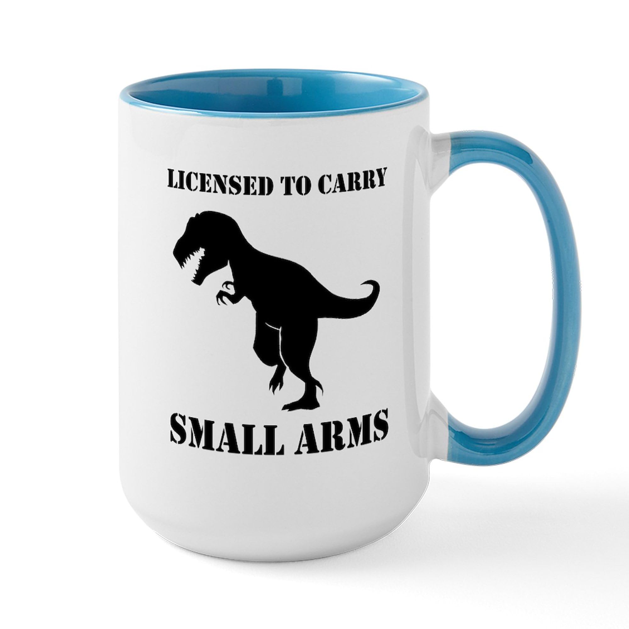 CafePress Licensed To Carry Small Arms T Rex Dinosaur Mugs 15 oz (444 ml) Ceramic Coffee Mug