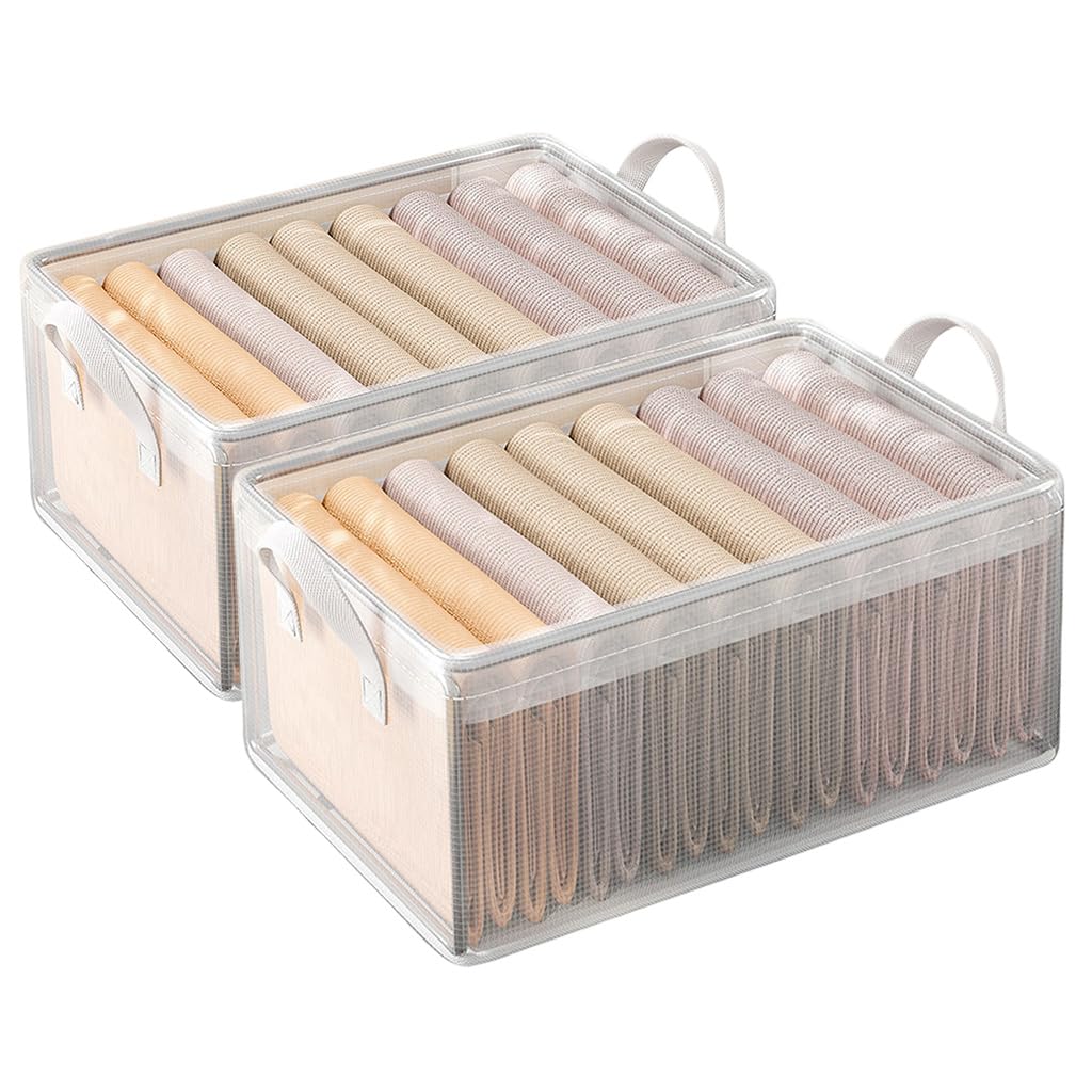 Hasthip 2Pcs Wardrobe Organizer For Storage With Lid Folding Clothes Storage Box SteelReinforced Frame Pvc Waterproof Cupboard 