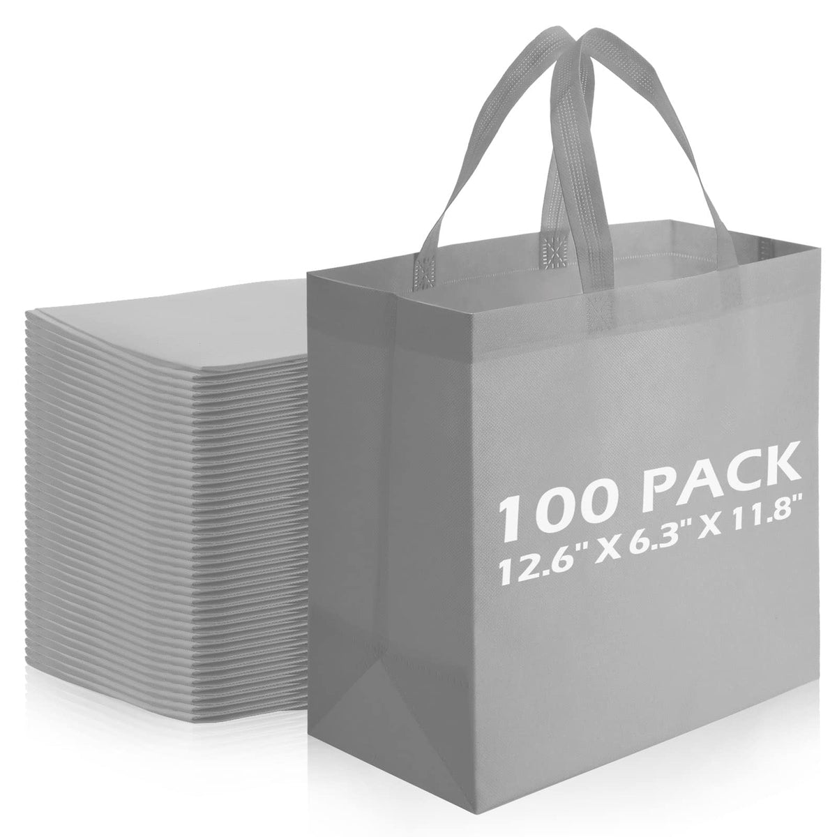 100 Pieces Reusable Totes Bag Set Non Woven Grocery Bag With Handles Fabric Portable Tote Bag Bulk For Shopping Events Party (Gr