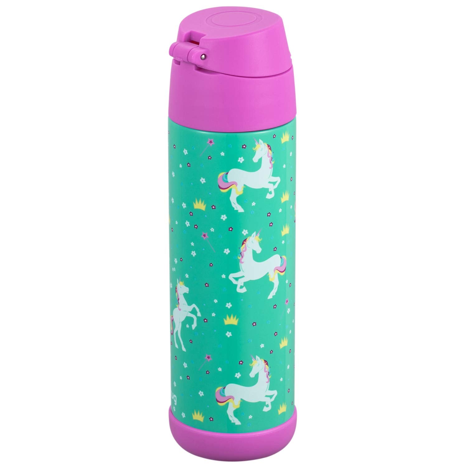 Snug Kids Water Bottle - Insulated Stainless Steel Thermos With Straw (Girls/Boys) - Unicorn, 17Oz
