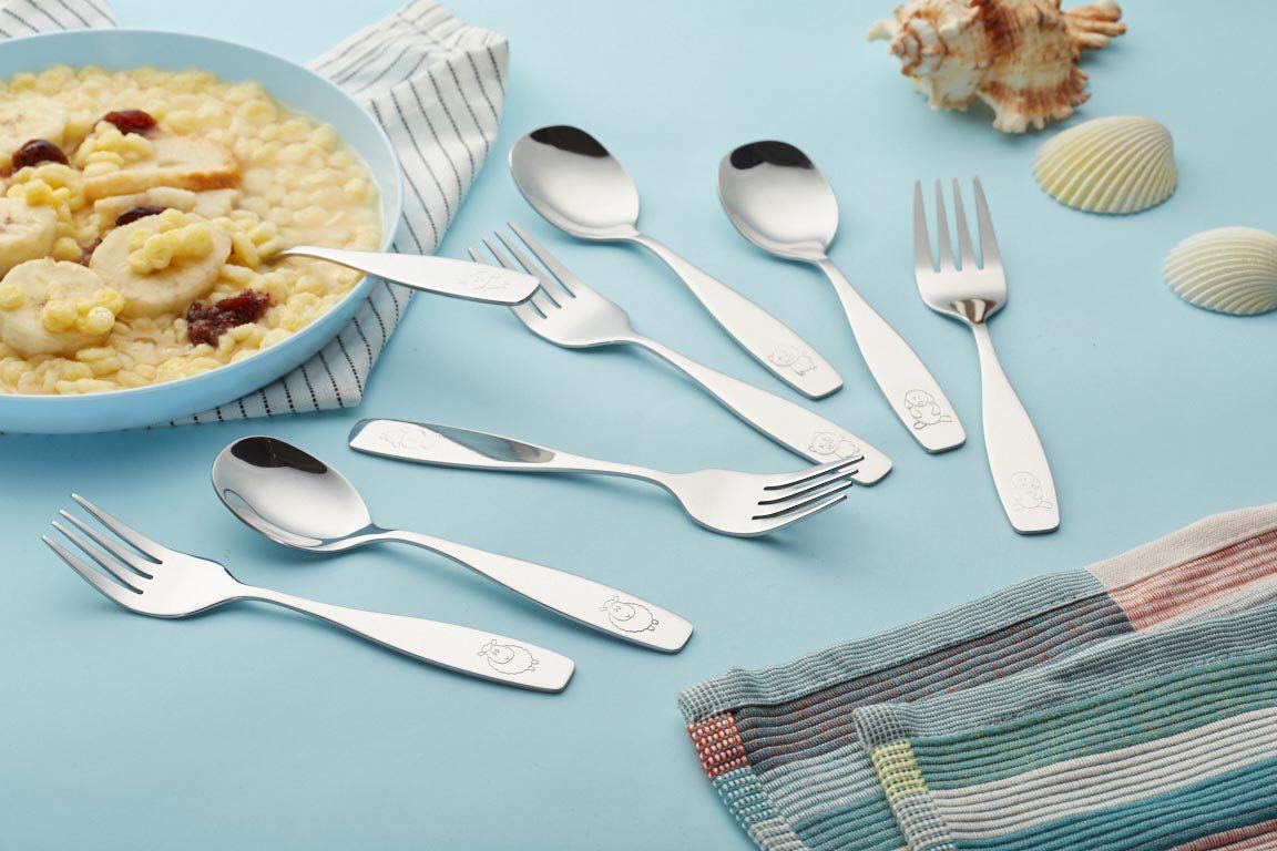 ANNOVA Kids Silverware Children's Safe Flatware Set Stainless Steel - 12 x Children Dinner Spoons, Toddler Utensils, Metal Cutle