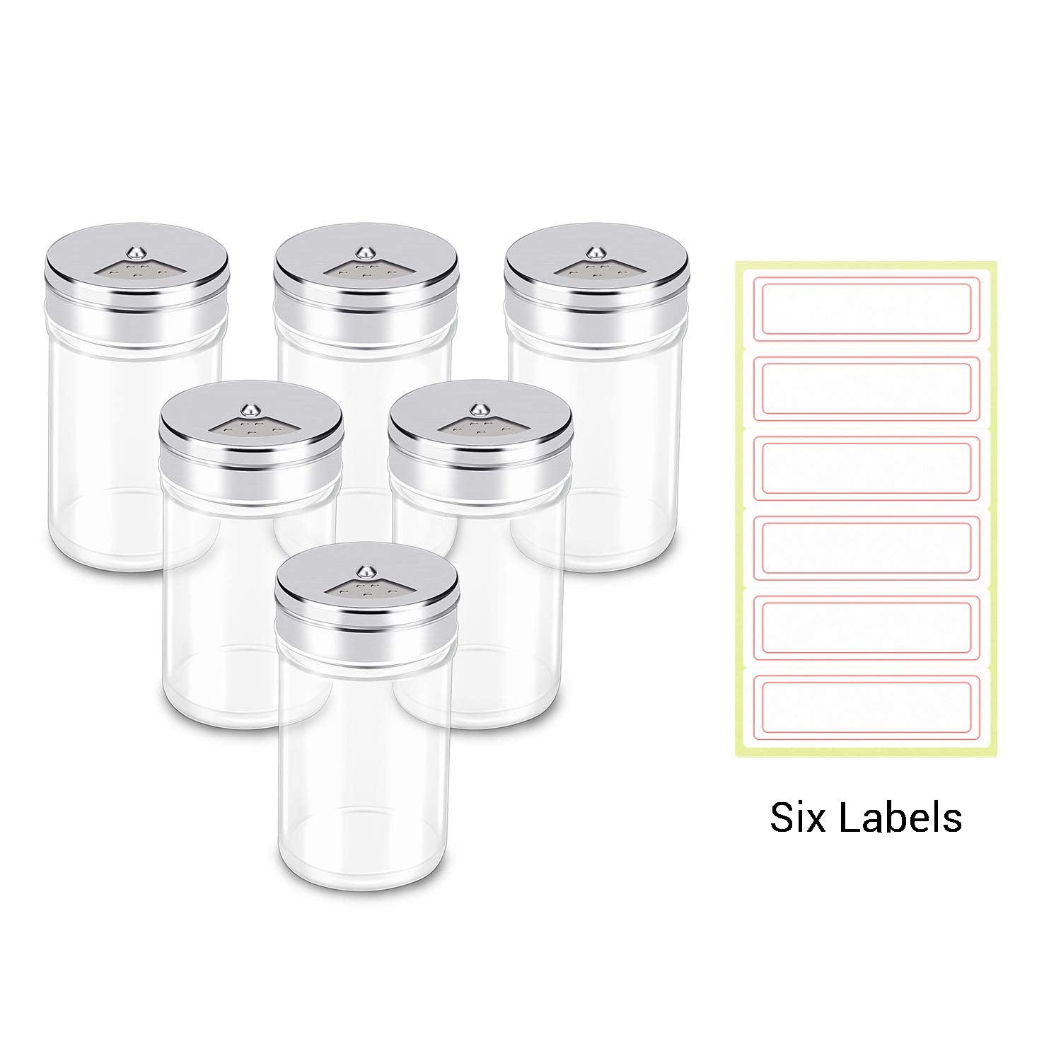 Segarty Spice Jars, 6 Pack 3 Oz Spice Bottles With Shaker Lids, Glass Empty Storage Containers With Adjustable Stainless Steel F