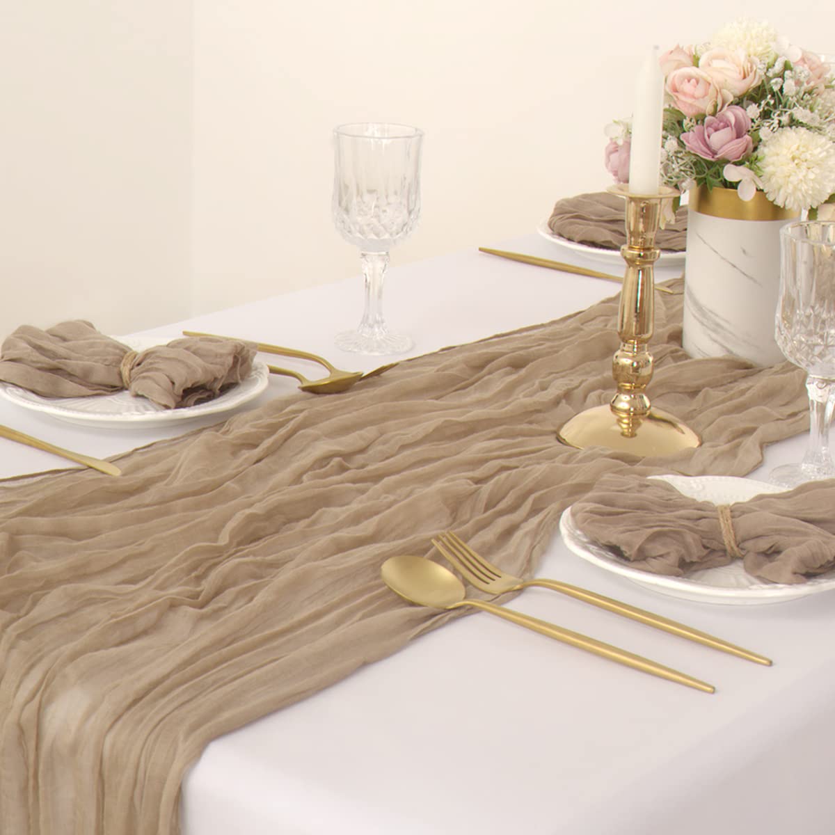 Socomi Coffee Cheesecloth Napkins Easter Spring Napkins Set Of 10 Boho Washable Dinner Table Napkins For Wedding Party Baby Show