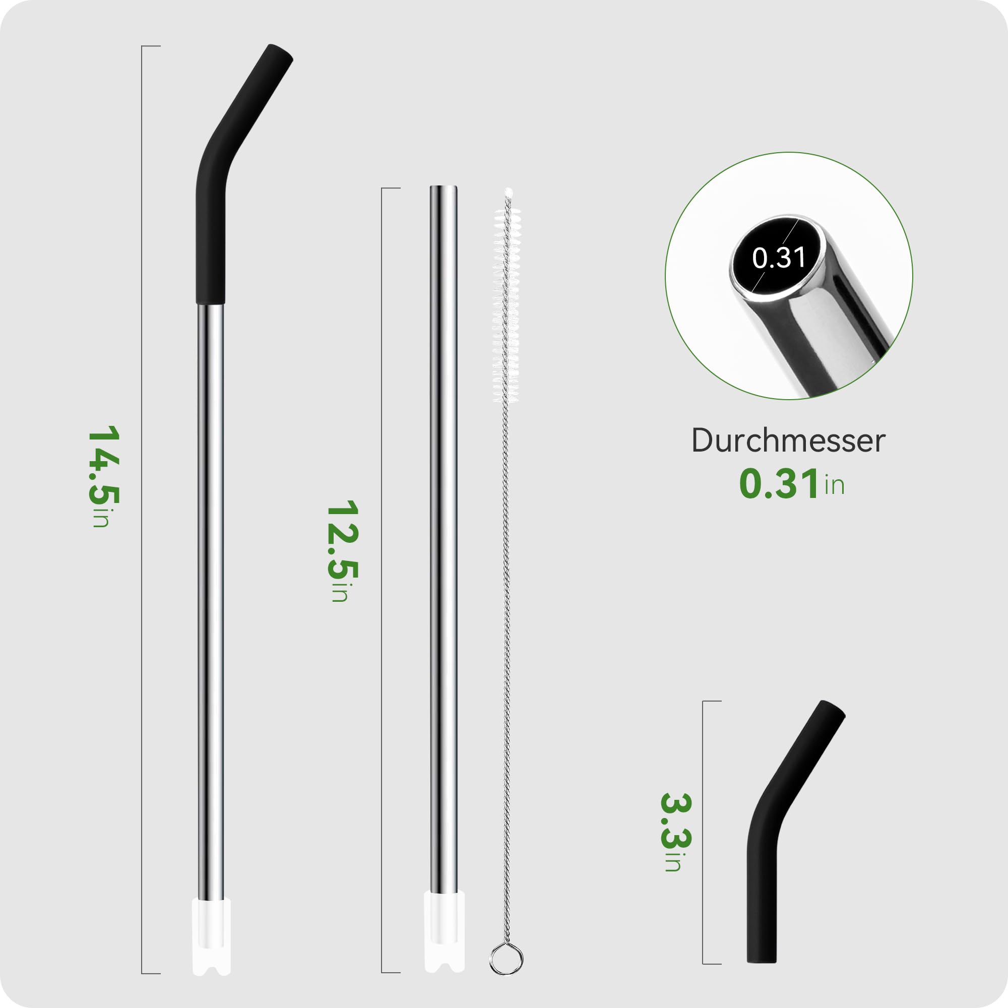 Snowfall Metal Straw For Stanley 40 Oz Cup, Long Reusable Stainless Steel Replacement Straws With Silicone Tip For Simple Modern